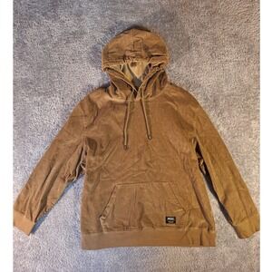 WESC Corduroy Pullover Hoodie Unisex Mens XL Womens XXL Tan Hooded Sweatshirt